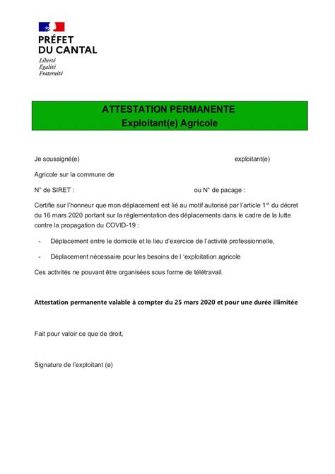 Attestation De De Placement A Imprimer