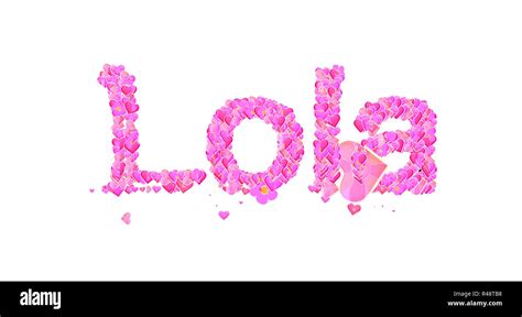 Lola Female Name Set With Hearts Type Design Stock Photo Alamy
