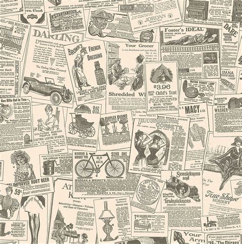 Vintage Newsprint Ads Wallpaper Black Print News Page Etsy Canada