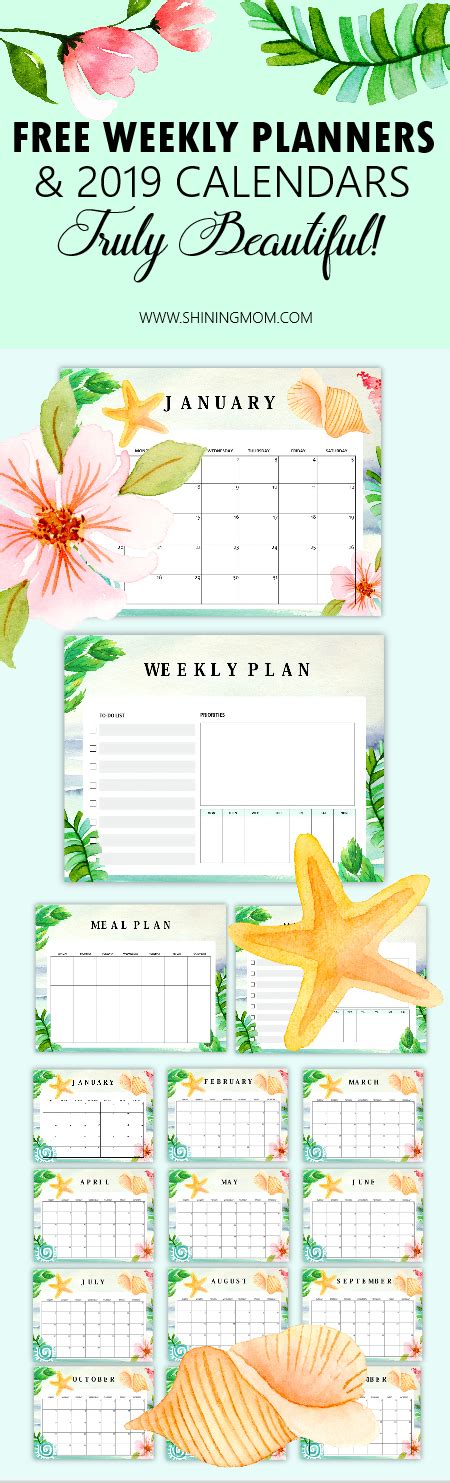 Lovely 2019 Printable Calendar Weekly Planner Freebie