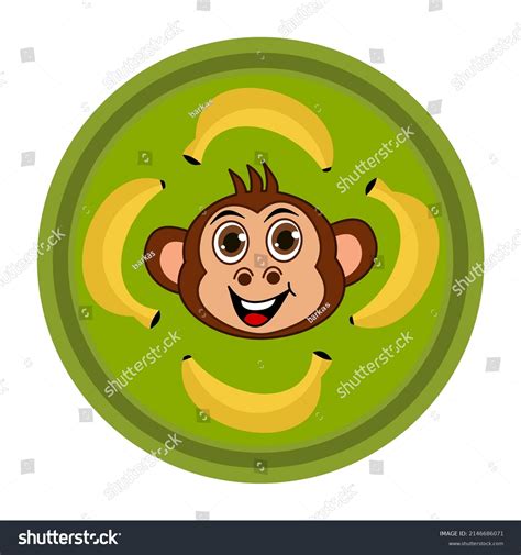 Smiling Monkey Head Brown Eyes Surrounded Stock Vector Royalty Free