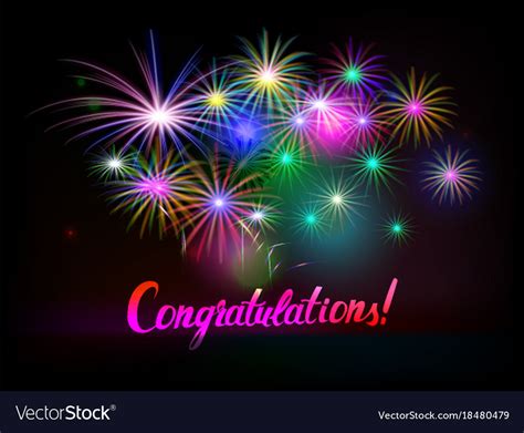 Congratulations Word With Fireworks Royalty Free Vector