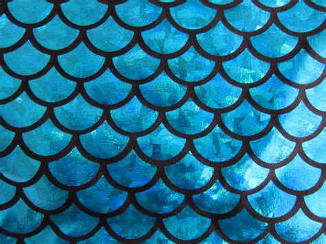 Mermaid Scale Spandex Fabric Fish Scale Print Sold By The Yard Teal