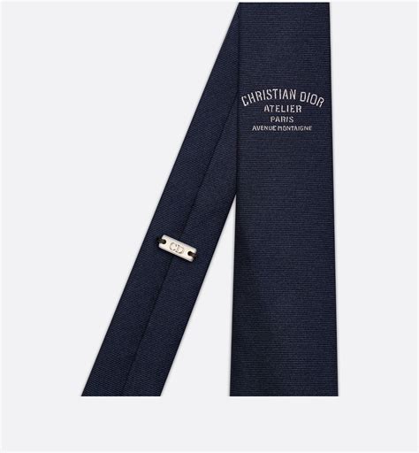 Christian Dior Atelier Tie Navy Blue Silk Dior