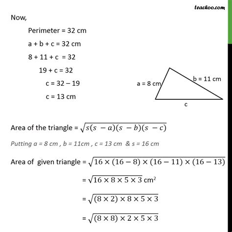Example 1 Find Area Of Triangle Two Sides Are 8 Cm Examples