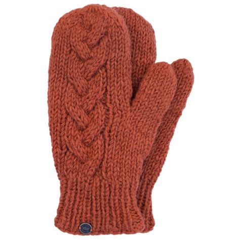 Fleece Lined Mittens Cable Apricot Black Yak
