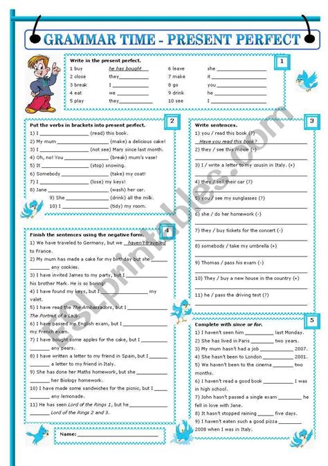 Grammar Time Present Perfect With Key Editable Esl Worksheet By