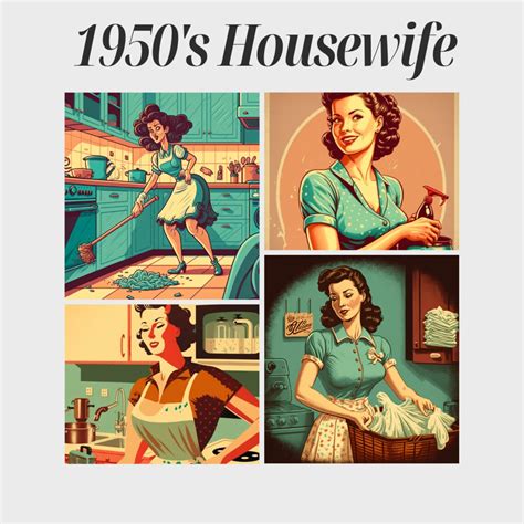 1950s Housewife Illustration Bundle Vintage Retro Png Clipart Mid