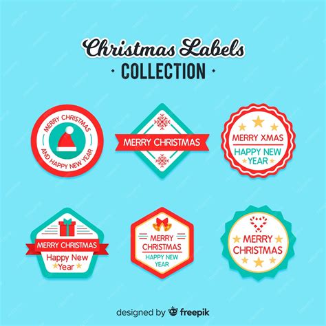 Conjunto Colorido De Etiquetas De Navidad Con Diseño Plano Vector Gratis