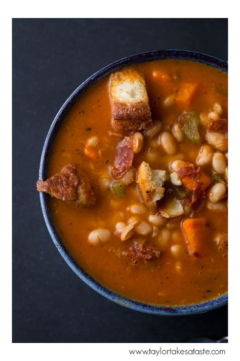 Clean and sort the beans. Navy Bean Soup with Garlic Croutons