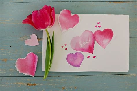 Watercolor Hearts Valentines Day Card Ehow Crafts Learn Watercolor