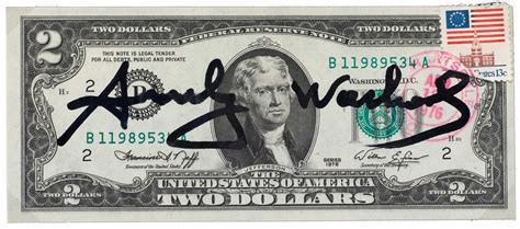 Andy Warhol 1928 1987 Two Dollar Bill Jefferson Biglietto Di