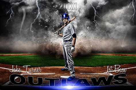 It works with photoshop cs6 and all the cc versions, containing the essentials for making cool logotypes, slogans, posters, covers, or ads in no time. Player Banner Sports Photo Template - Baseball - Destruction