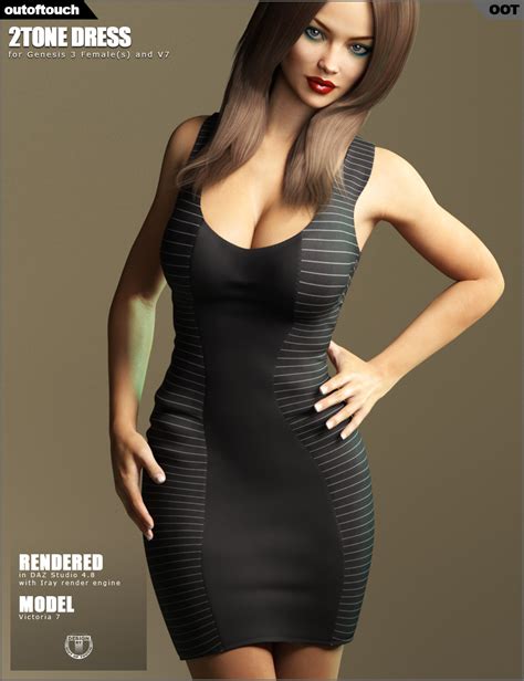 2tone dress for genesis 3 female s 3d figure assets outoftouch
