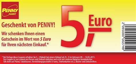 Große auswahl an vorlagen für eigene gutscheine. 5€ Penny Gutschein ab 25€ Einkaufswert - Lebensmittel ...