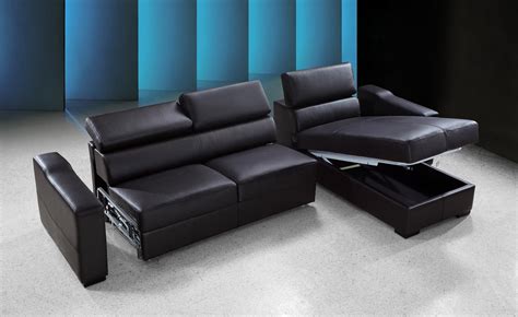 But with a simple rearrangement of the cushions, the sofa bed can become a wide recliner. Flip Reversible Espresso Leather Sectional Sofa Bed w/ Storage
