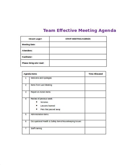 Effective Meeting Agenda Template 10 Free Word Pdf Documents Download