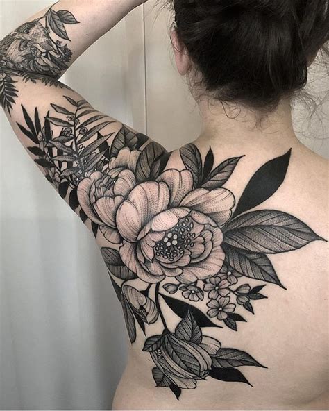 flower tattoo sleeve black and white kumottasora