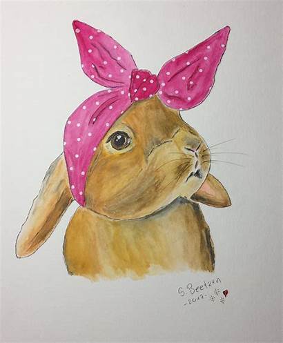 Rabbit Bunny Rabbits Painting Paintings Uploaded User