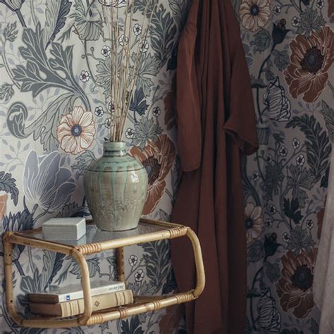 Custom Wallpaper Mural Nordic Style Retro Flowers Bvm Home