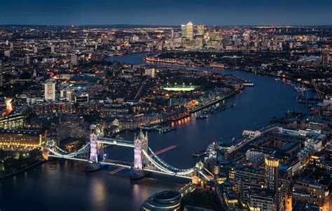 Wallpaper Night Tower Bridge London England Thames River Cityscape