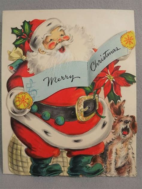 Hallmark Hall Bros Santa Christmas Greeting Easel Card Large Feather