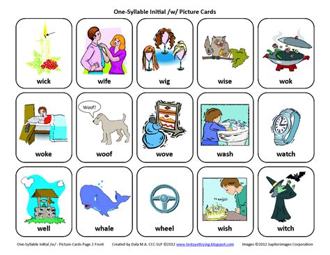 Testy Yet Trying Initial W Free Speech Therapy Articulation Picture Cards