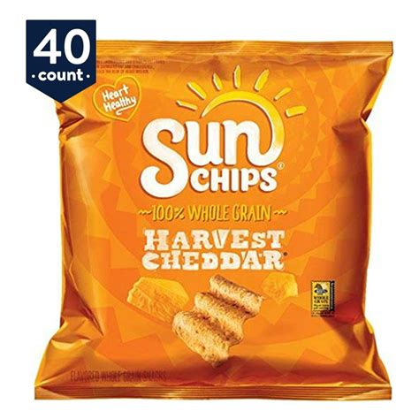 Sunchips Harvest Cheddar Flavored Whole Grain Snacks 1 Oz Bags 40