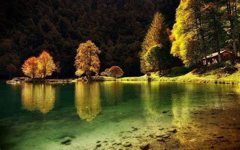 Nature Landscape Lake Cabin Trees Water Forest Hill France