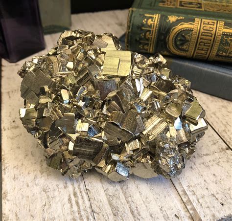 Golden Pyrite Crystal Cluster Raw Crystal Cluster Large Pyrite