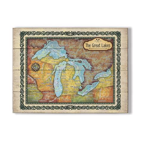 The Great Lakes Vintage Map Old Wood Signs