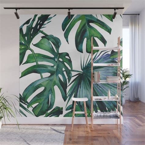 Tropical Palm Leaves Classic Wall Mural By Followmeinstead Wall Art