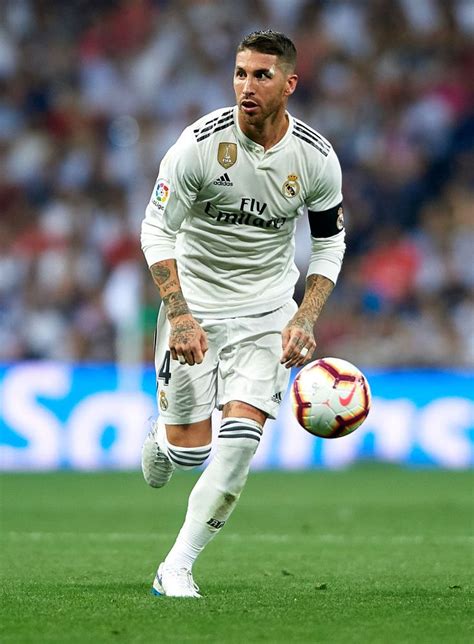 Sergio Ramos Of Real Madrid Runs With The Ball During The La Liga