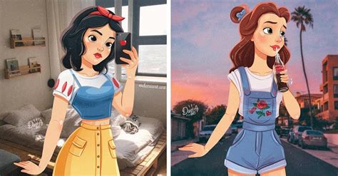 disney princesses creatively reimagined as modern day millennials disney princess modern