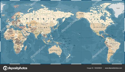 World Map Vintage Old Retro Asia In Center — Stock Vector