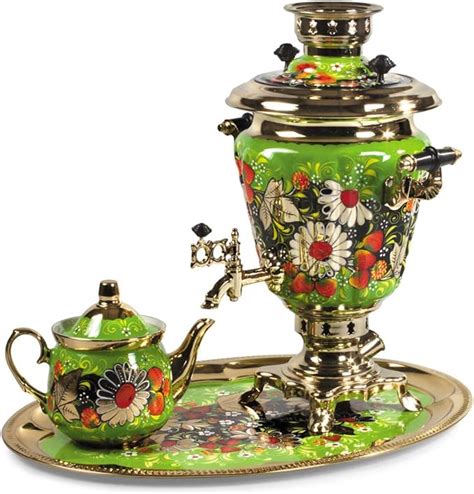Daisies Electric Samovar Set With Tray And Teapot Russian
