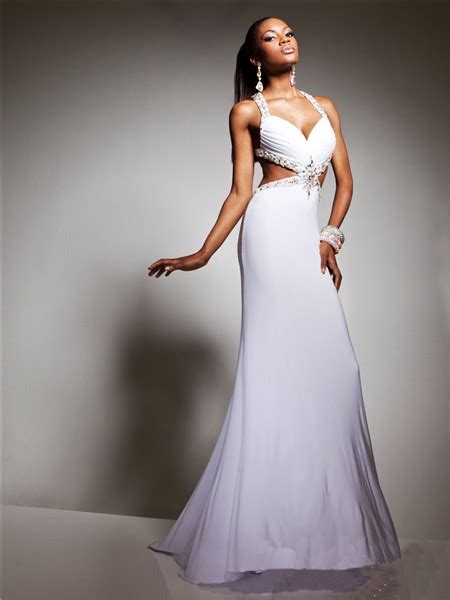 sexy sweetheart straps backless long white chiffon beading prom dress