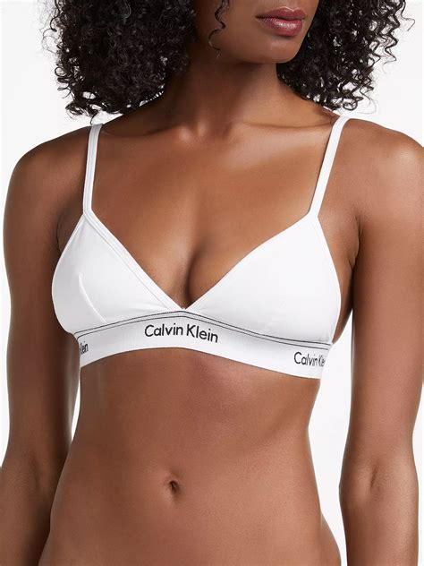 Calvin Klein Heritage Athletic Unlined Triangle Bra White At John Lewis And Partners