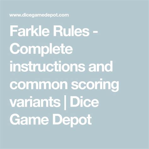 Farkle Rules Complete Instructions And Common Scoring Variants Dice