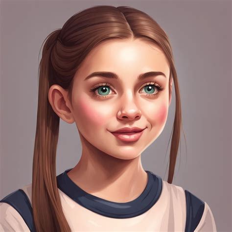 Cute Straight Ponytailed Girl Portrait Ai Generated Artwork