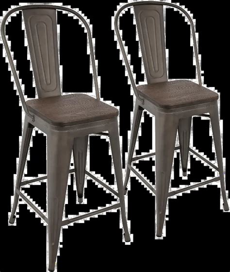 Oregon Metal And Espresso Counter Height Stool Set Of 2 Rc Willey