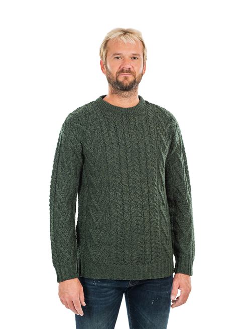 Saol Saol Irish Fisherman Sweater For Men 100 Merino Wool Cable Knit