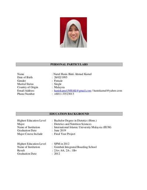 Music, reading, net working, programming, sports, travelling, helping others.personal features: Contoh Resume Fresh Graduate Malaysia