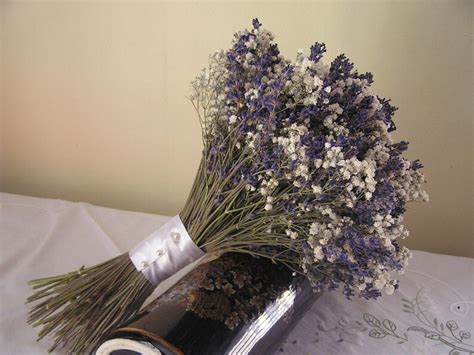Babys Breath And Lavender Wedding Bouquet Dried Flower Etsy