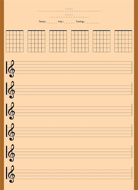 As with sheet music, guitar tabs help guitarists learn to play songs. 5 Best Images of Free Printable Staff Paper Blank Sheet Music - Blank Guitar Sheet Music Paper ...