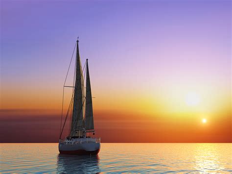 Pictures Sea 3d Graphics Sunrises And Sunsets Yacht 1600x1200