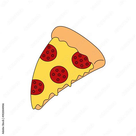 Slice Of Pepperoni Pizza With Salami And Melted Cheese Cartoon Pizza