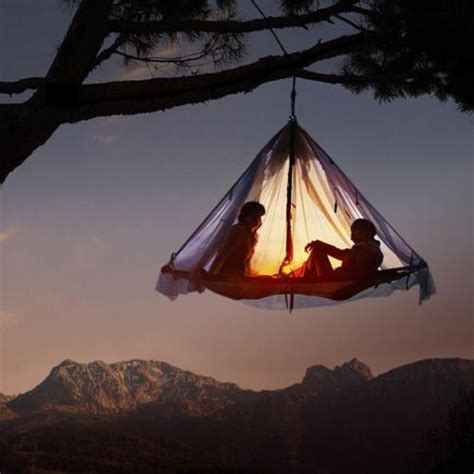 Or that it can't be romantic. diy trampoline-tent camping! | Hanging tent, Tree tent, Tree camping