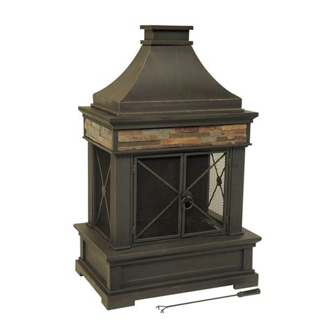 Allen Roth Brown Steel Outdoor Wood Burning Fireplace At
