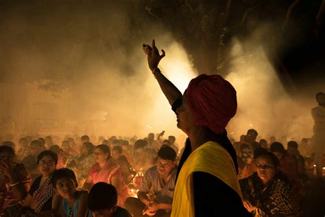 Crowd Of Ethnic People On Street During Indian Religious Festival At